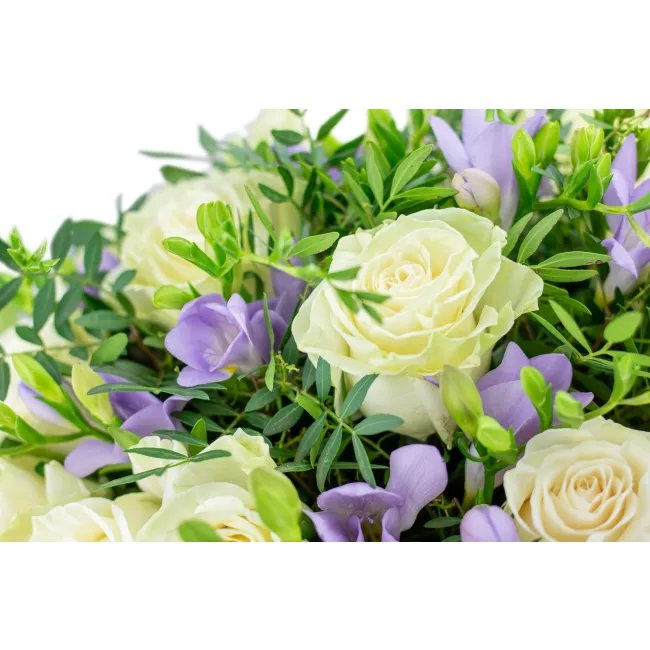 Bouquet of roses with freesia